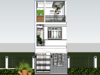 Model sketchup nhà phố 3 tầng 4.2x9.8m