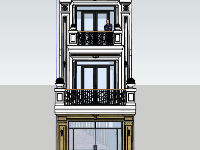 Model sketchup nhà phố 3 tầng 4.3x20m tân cổ điển