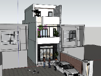 Model sketchup nhà phố 3 tầng 4.6x14.2m