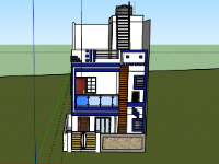 Model sketchup Nhà phố 3 tầng 5.3x8.7m đẹp