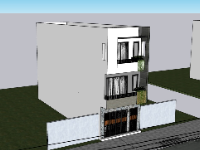 Model sketchup nhà phố 3 tầng 5.4x19m