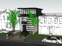 Model sketchup nhà phố 3 tầng 5.5x11m
