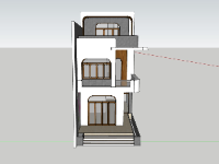 Model sketchup nhà phố 3 tầng 5.8x17m