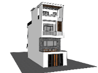 Model sketchup nhà phố 3 tầng 5x13.5m