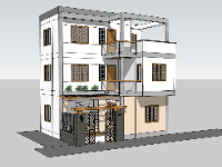 Model sketchup nhà phố 3 tầng 7.3x9.5m