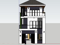 Model sketchup nhà phố 3 tầng 7.5x19m