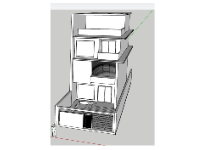 Model sketchup nhà phố 3 tầng 7.9x20m