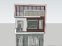 Model sketchup Nhà phố 3 tầng 7x10m