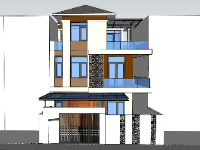 Model sketchup nhà phố 3 tầng 8.5x14.5m