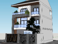 Model sketchup nhà phố 3 tầng 8x11.5m