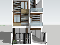 Model sketchup nhà phố 3 tầng 8x15.3m