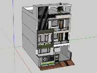 Model sketchup nhà phố 3 tầng 9.15x12.75m