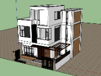 Model sketchup nhà phố 3 tầng 9.8x10.1m