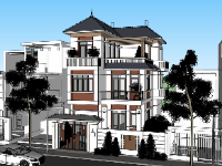 Model sketchup nhà phố 3 tầng đẹp 2023 file 3d