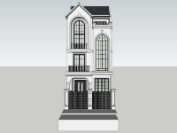 Model sketchup nhà phố 3 tầng diện tích 7.4x26m