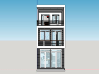 Model sketchup nhà phố 3 tầng hiện đại 4x13.8m