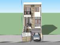 Model sketchup nhà phố 3 tầng hiện đại 5x15.9m