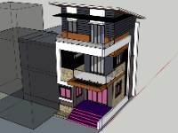 Model sketchup nhà phố 3 tầng hiện đại mới nhất
