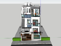 nhà phố 3 tầng,Model sketchup nhà phố 3 tầng,nhà 3 tầng hiện đại,file su nhà phố 3 tầng