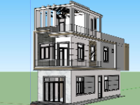 Model sketchup nhà phố 3 tầng model su 7.5x18m