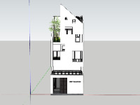 Model sketchup nhà phố 3 tầng thiết kế độc đáo 4.8x13.5m