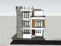 Model sketchup nhà phố 3 tầng thiết kế mới lạ