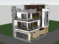 Model sketchup nhà phố 3.5 tầng hiện đại (sketchup 2018)