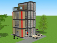 Model Sketchup Nhà phố 4 tầng