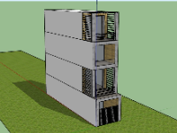 Model sketchup nhà phố 4 tầng 2.7x10.9m