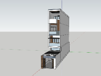 nhà phố 4 tầng,sketchup nhà phố 4 tầng,phối cảnh nhà phố 4 tầng