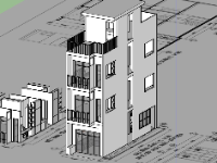 Model sketchup nhà phố 4 tầng 3.85x12.25m