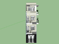 Model sketchup nhà phố 4 tầng 4.1x13m