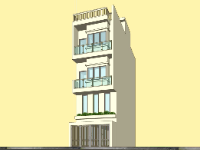 Model sketchup nhà phố 4 tầng 4.3x15.6m