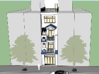 Model sketchup nhà phố 4 tầng 4.5x19m