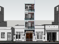 Model sketchup nhà phố 4 tầng 4x14m