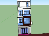 nhà 4 tầng,file nhà phố sketchup,file nhà phố 4 tầng,phối cảnh nhà phố 4 tầng đẹp