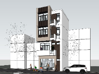 Model sketchup nhà phố 4 tầng 6.3x8m