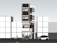 Model sketchup nhà phố 4 tầng 6.9x11.4m