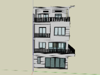 Model sketchup nhà phố 4 tầng 7.46x16m