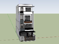 Model sketchup nhà phố 4 tầng 7x20m