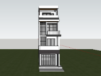 Model sketchup nhà phố 4 tầng hiện đại 4.6x15.2m