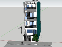 Model sketchup Nhà phố 4 tầng hiện đại 4.7x20m