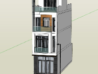 nhà phố 4 tầng,file sketchup nhà phố 4 tầng,mẫu sketchup nhà phố 4 tầng,thiết kế nhà phố hiện đại