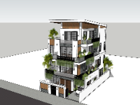 sketchup nhà phố,model 3d nhà phố,model su nhà phố,file su nhà phố,file 3d nhà phố