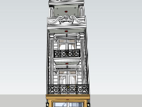 Model sketchup nhà phố 4 tầng tân cổ điển 4x16.7m