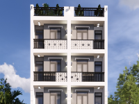 Model sketchup nhà phố 5 tầng lô đôi diện tích 7.8m x 9.5m + Kèm cad mặt bằng, kết cấu và điện nước