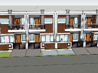 Model sketchup nhà phố liền kề 2 tầng