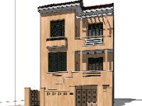 Model sketchup nhà số 14 Nguyễn Thượng Hiền Hà Nội 7.5x12.5m