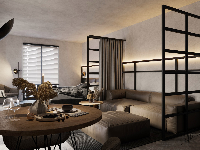 Model Sketchup nội thất căn hộ chung cư Phòng khách + Ngủ