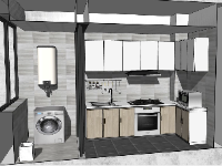 Model sketchup nội thất phòng bếp 3d mới